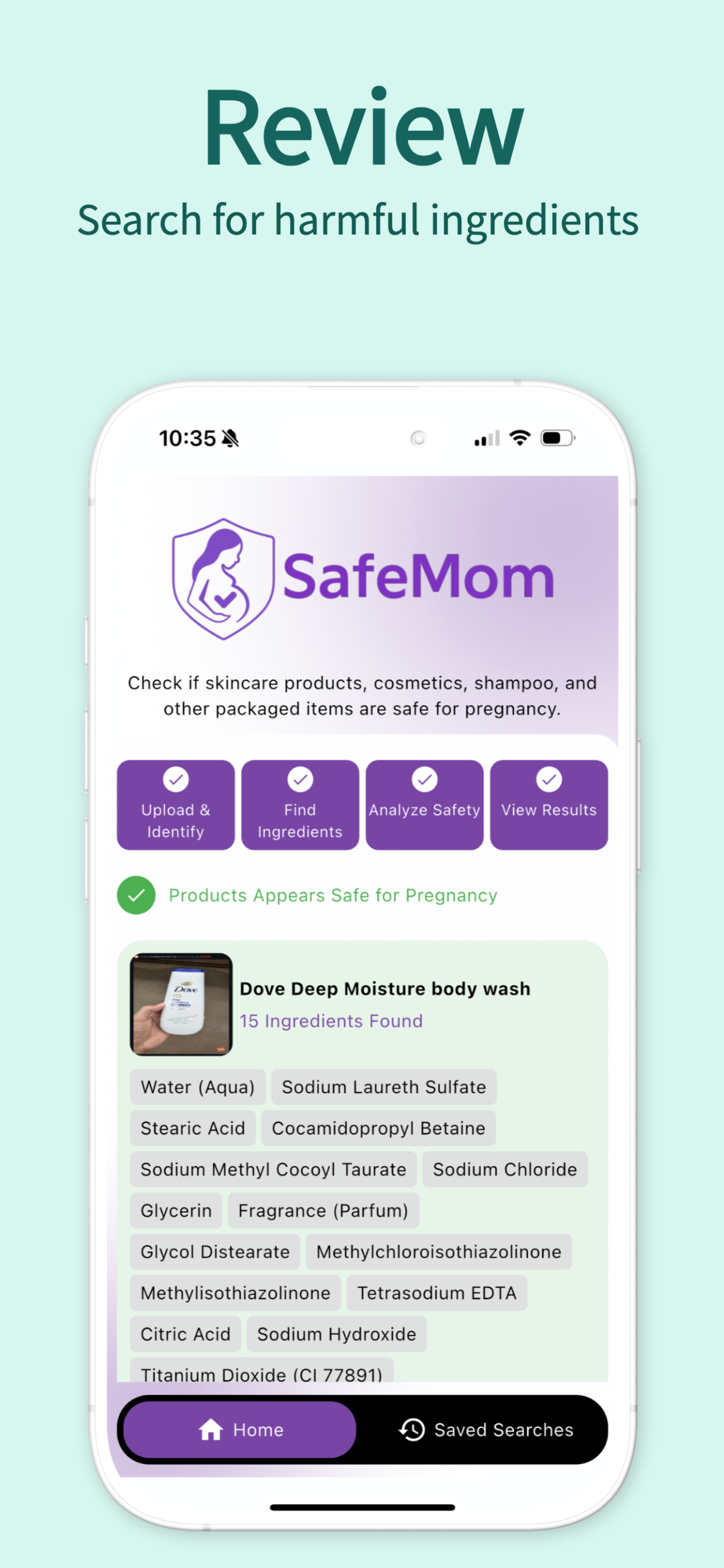 SafeMom Ingredient Checker Screenshot