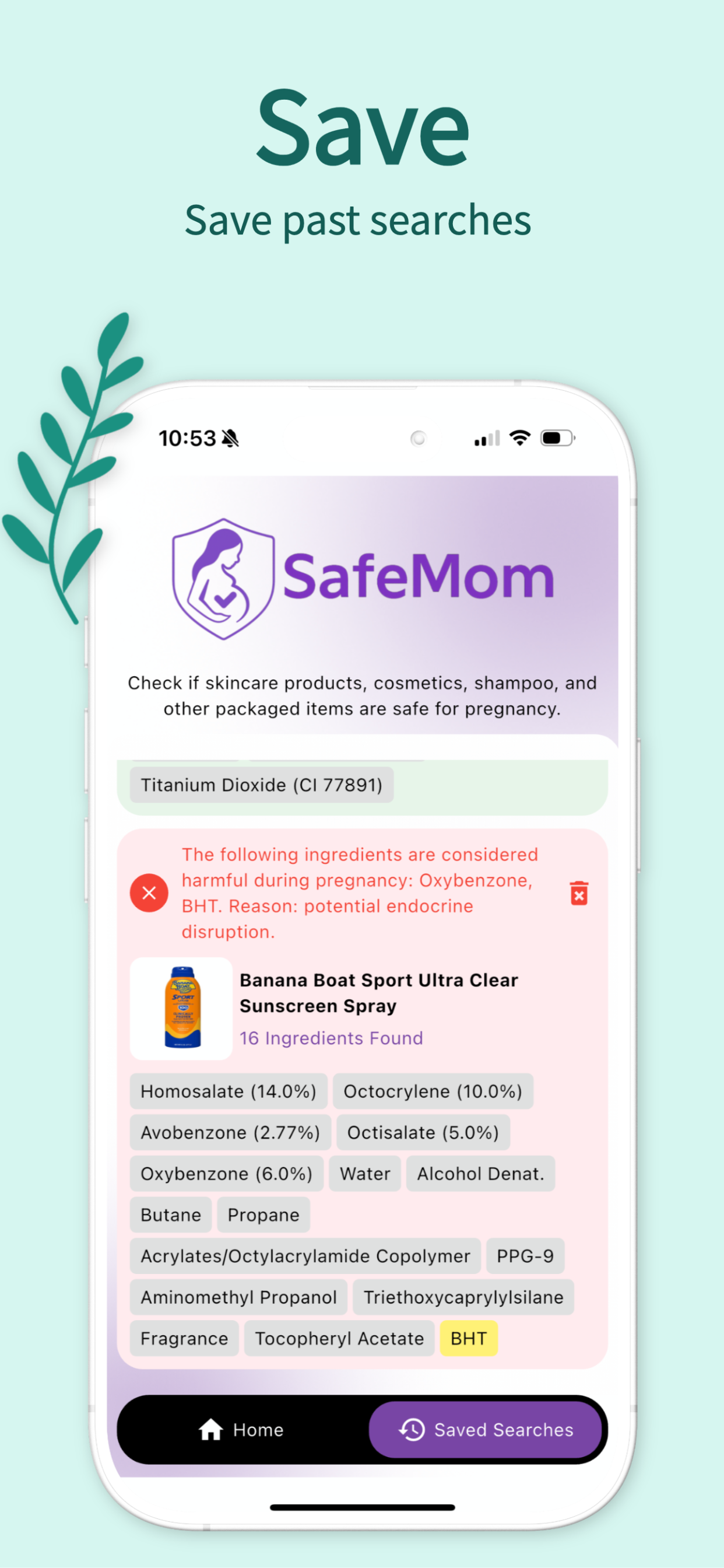 SafeMom Ingredient Checker Screenshot