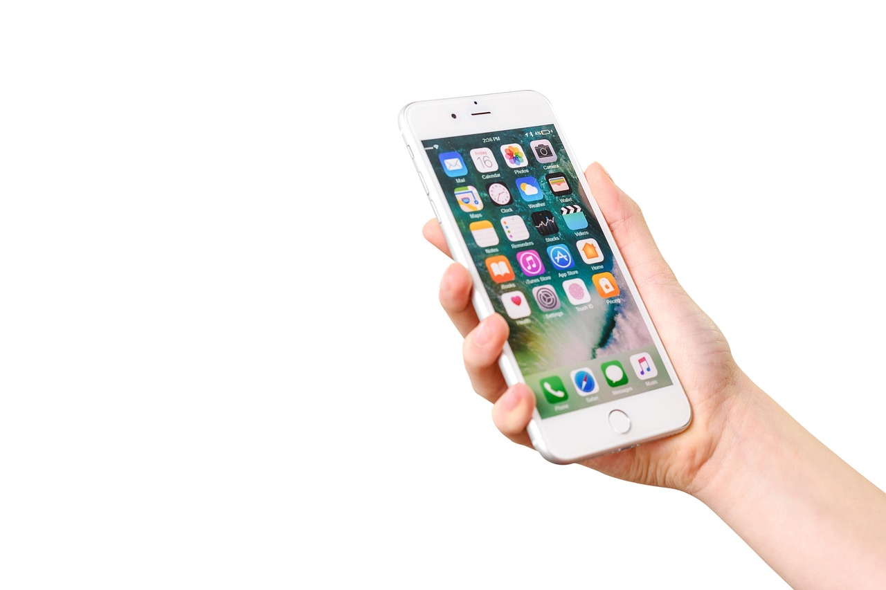 Hand holding a smartphone with app icons on its screen against a white background, representing a pregnancy ingredient scanner app