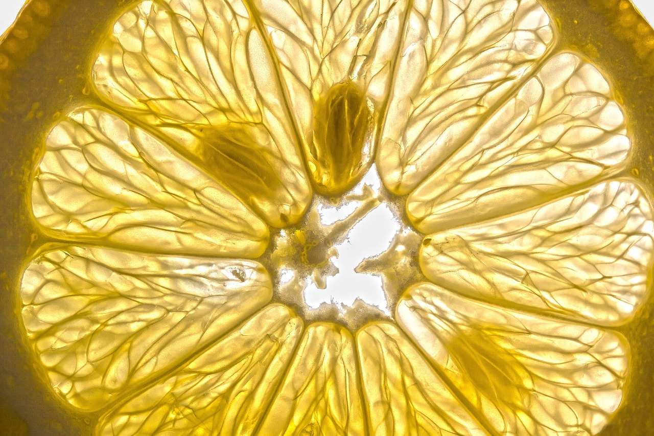 Bright yellow lemon slice, packed with vitamins for healthy canned tuna meals during pregnancy.